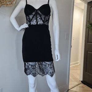 Elegant Black Lace Slip Dress